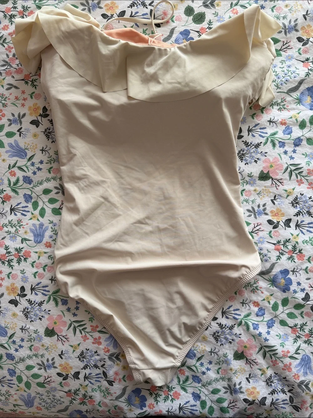 J. Crew Women’s Cream Ruffled Swimsuit One Piece Size 10 NWOT